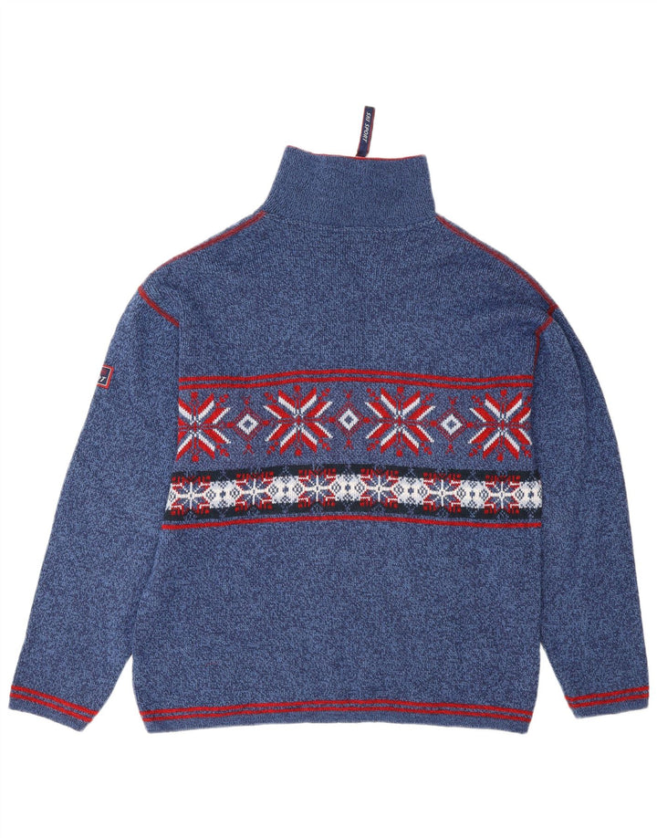 Angelo Litrico Herre Zip Neck sweater Medium Blue Fair Isle