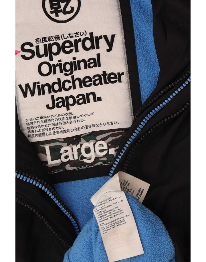 Superdry Windcheater vindjakke med hætte til kvinder UK 14 Large Black