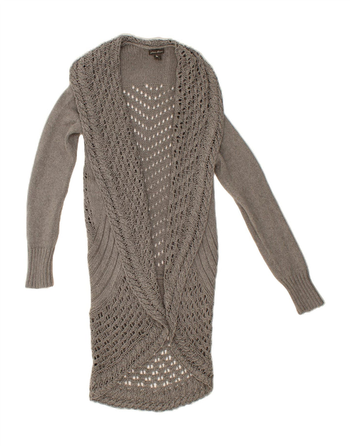 EDDIE BAUER Womens Longline Open Cardigan Sweater UK 10 Small Grey Cotton Vintage Eddie Bauer and Second-Hand Eddie Bauer from Messina Hembry 