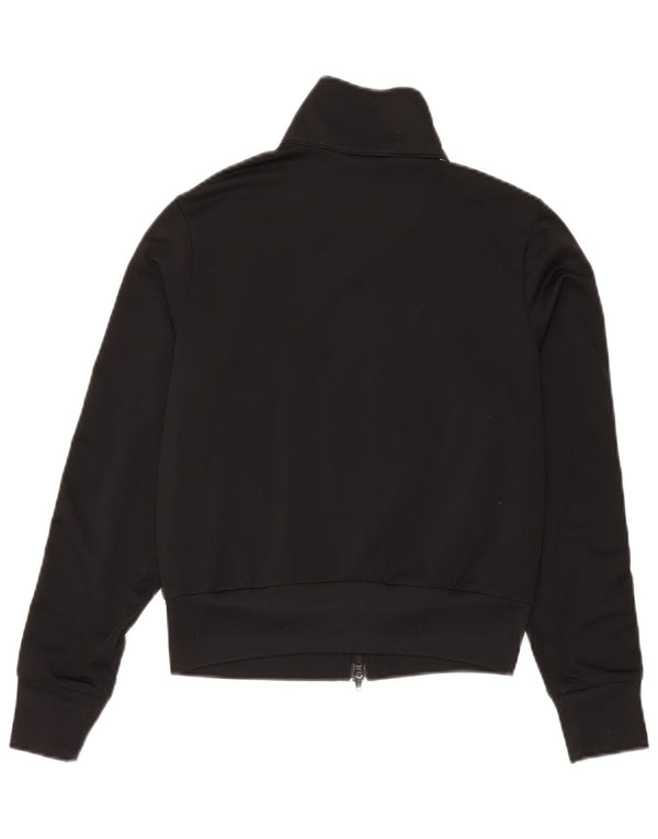 Adidas Womens Crop Tracksuit Top Jacket UK 12 Medium Black Polyester