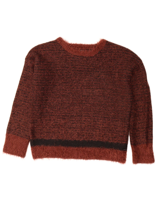 Replay Womens Boat Neck Jumper Sweater UK 10 Small Brown Flecked Acryl