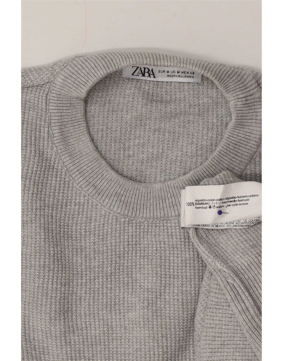 Zara Herre sweater med rund hals, mellemgrå bomuld