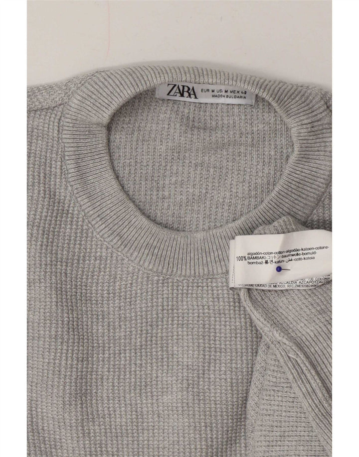 Zara Herre sweater med rund hals, mellemgrå bomuld