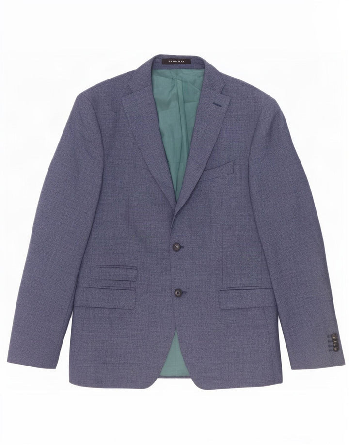Zara Herre 2-knaps blazerjakke EU 52 Stor blå polyester