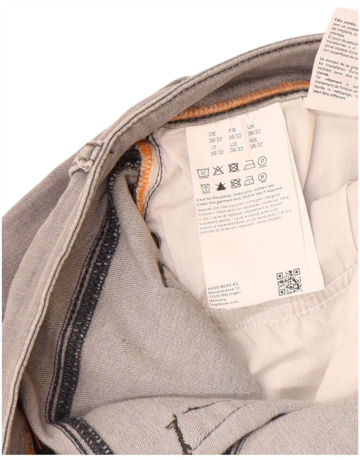 Hugo Boss Straight Jeans til mænd W36 L30 Grå bomuld