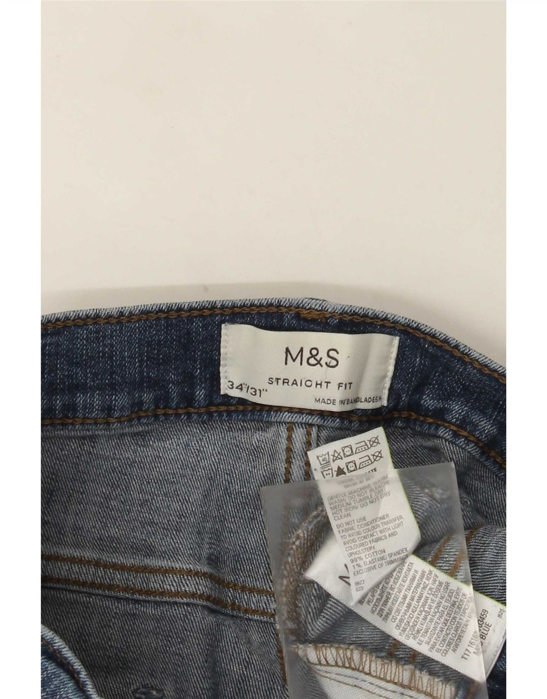 Marks & Spencer Straight Jeans til mænd W34 L31 Blå bomuld