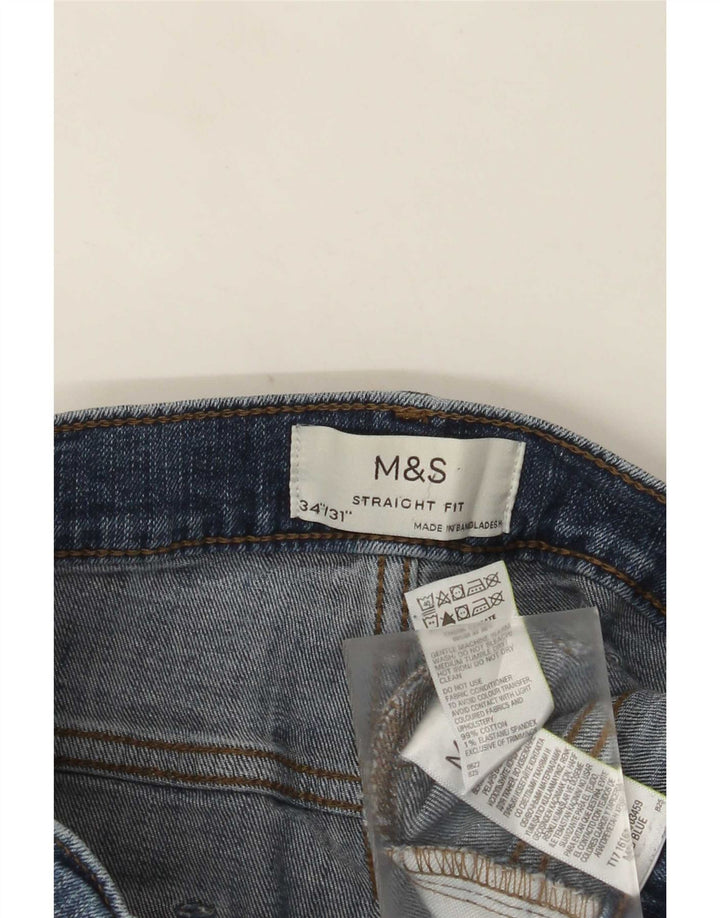 Marks & Spencer Straight Jeans til mænd W34 L31 Blå bomuld