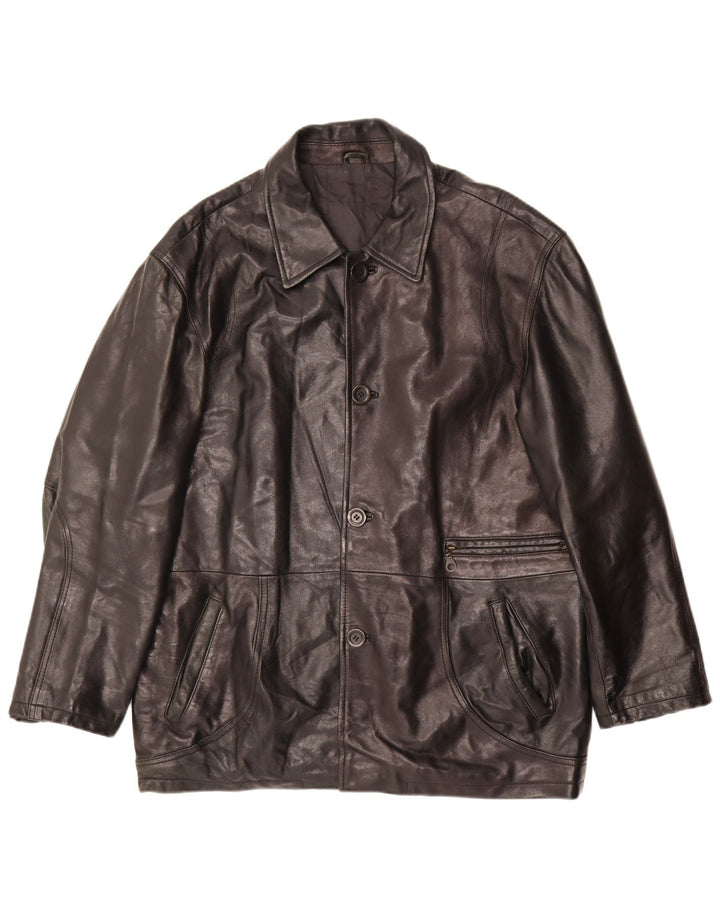 Vintage herre læderjakke IT 52 XL sort læder