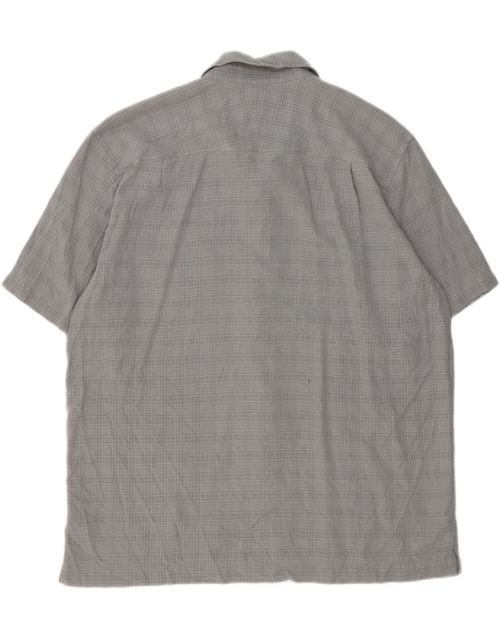 QUIKSILVER Mens Big & Tall Short Sleeve Shirt XL Grey Check Polyester Vintage Quiksilver and Second-Hand Quiksilver from Messina Hembry 