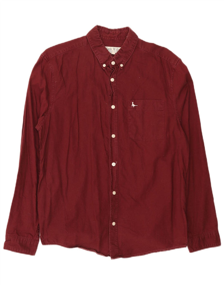 Jack Wills Herre Slim Fit skjorte Medium Bourgogne bomuld