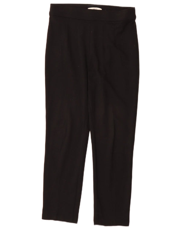 Marks & Spencer Dame Slim Trousers UK 10 Small W28 L27 Black Viscose
