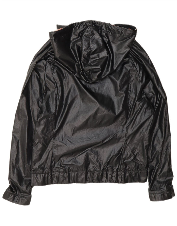 Adidas Dame Hætte Oversized Regnjakke UK 8 Lille Sort Polyamid