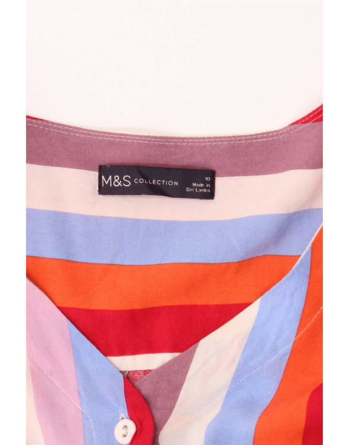 Marks & Spencer Dame Crop Shirt Bluse UK 10 Small Multicolored