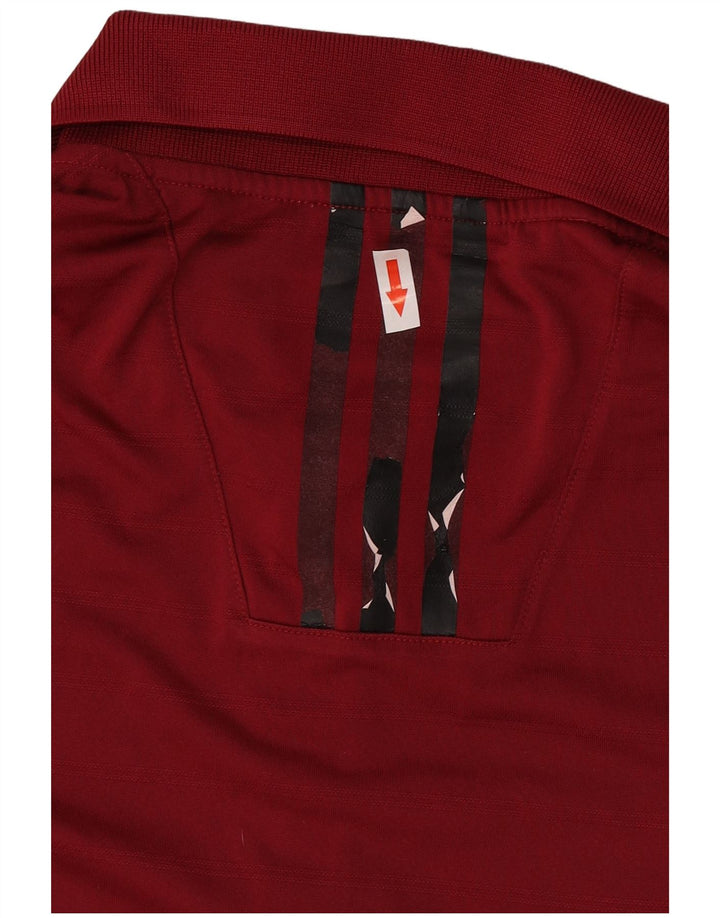 Adidas Herre Climalite Polo Shirt Large Bourgogne stribet polyester