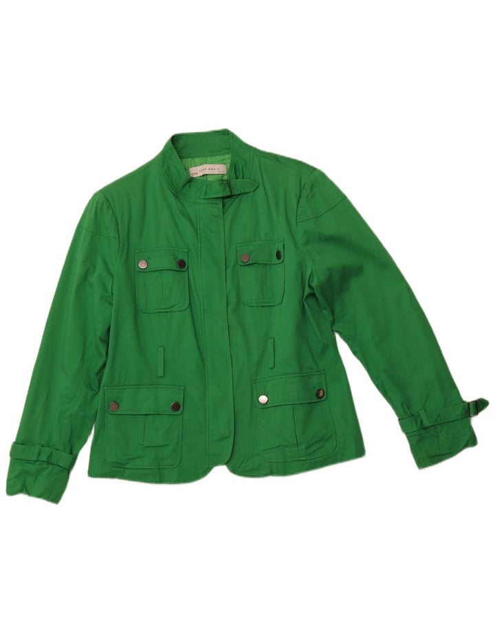 ZARA Utility Jacket til kvinder UK 18 XL Grøn bomuld