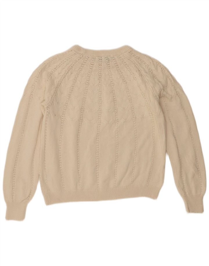 JOULES Womens Crew Neck Jumper Sweater UK 12 Medium Off White Cotton