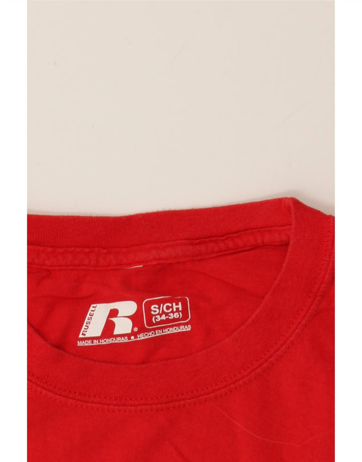 RUSSELL ATHLETIC Mens Graphic T-Shirt Top Small Red Vintage Russell Athletic and Second-Hand Russell Athletic from Messina Hembry 