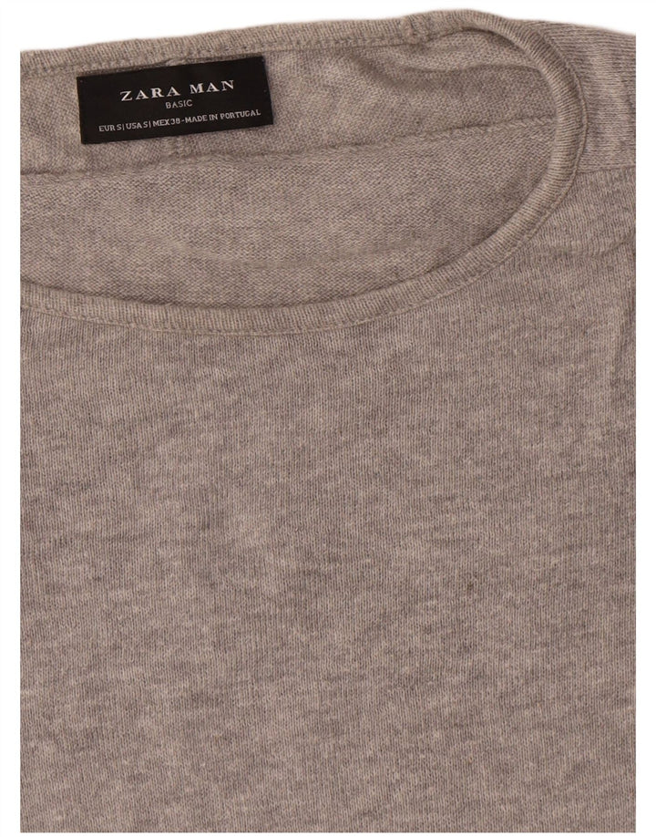 Zara Herre Boat Neck Jumper Sweater Small Grey Flecked