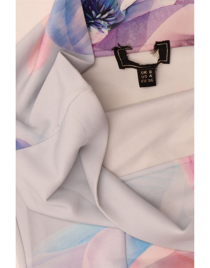 Lipsy Kvinder Off Shoulder Kjole UK 8 Small Blue Floral Polyester