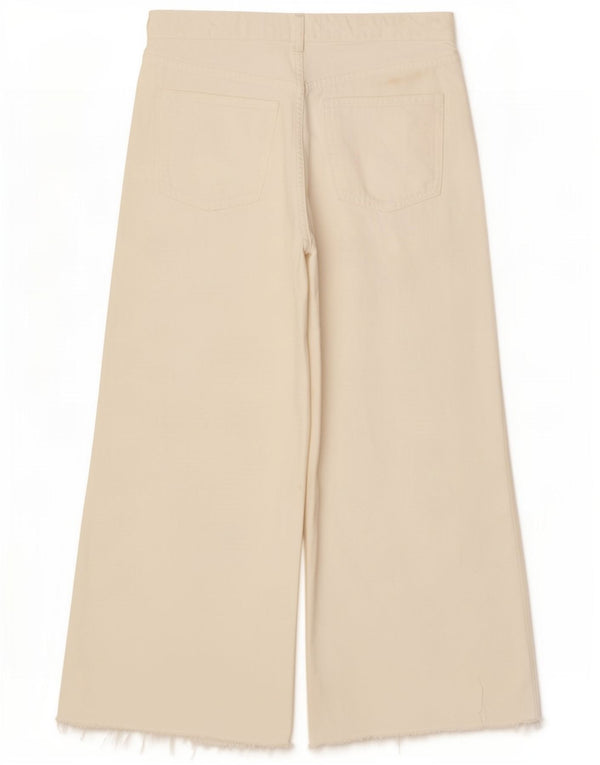 Zara Womens Wide Leg Cropped Jeans EU 40 Medium W30 L25 White Bomuld