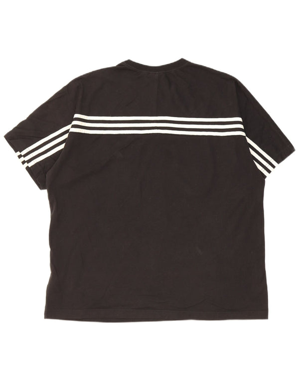 Adidas Herre Regular Graphic T-Shirt Top Stor sort stribet bomuld