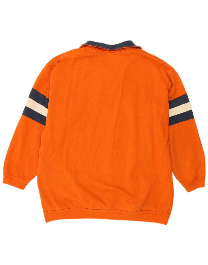 Champion Herre grafisk lynlås-sweatshirt Jumper Large Orange Colourblock