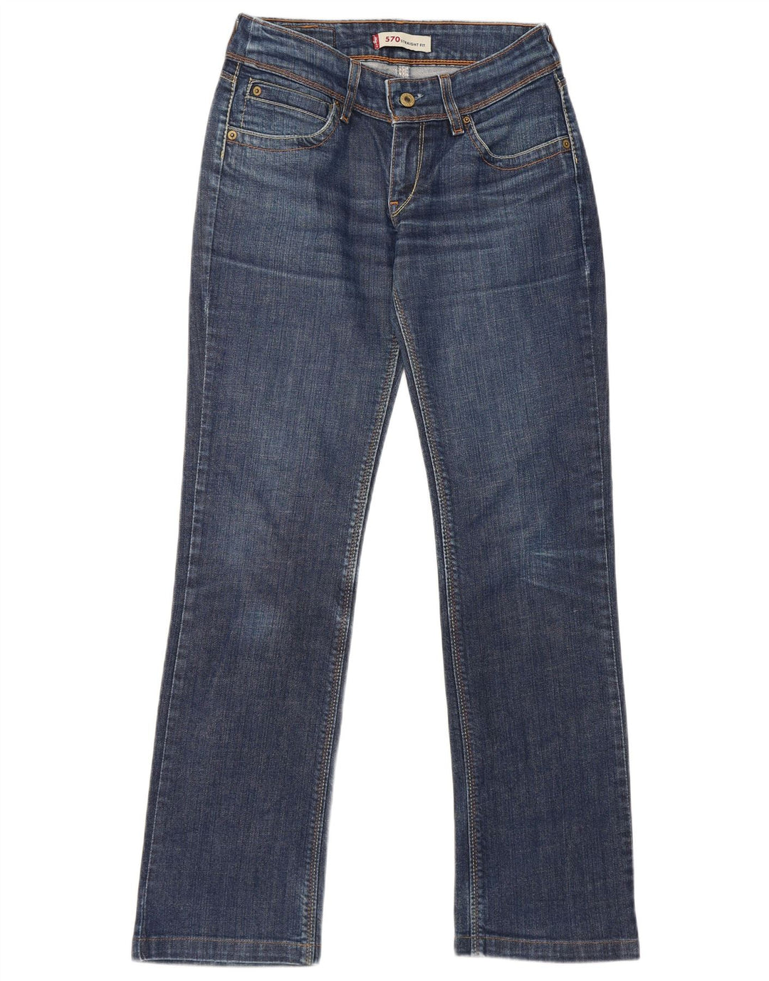 Levi's Dame 570 Straight Jeans W29 L30 Blå Bomuld