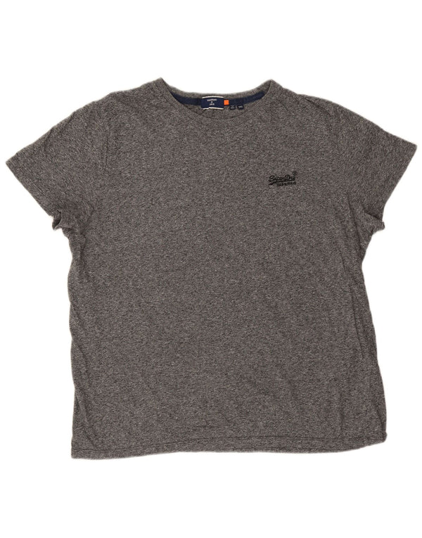 Superdry T-shirt top til kvinder UK 20 2XL Grå Flecked Bomuld