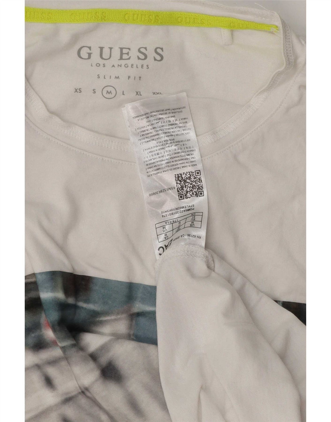 Guess Herre Slim Fit Grafisk T-Shirt Top Medium Hvid Bomuld