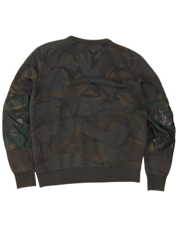 G-Star Mens Sweatshirt Jumper Large Khaki Camouflage Polyester