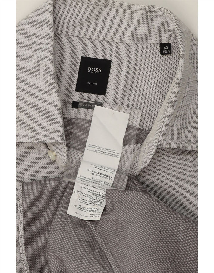 HUGO BOSS Mens Tailored Regular Fit Shirt Size 40 15 3/4 Medium Grey Check Vintage Hugo Boss and Second-Hand Hugo Boss from Messina Hembry 
