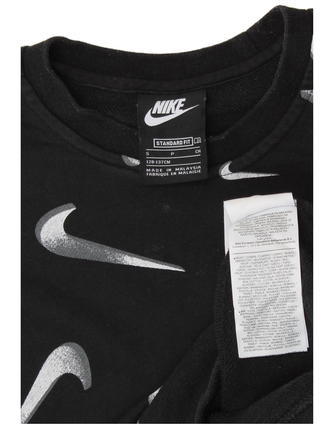 NIKE Girls Graphic Standard Fit Sweatshirt Jumper 8-9 år Lille Sort