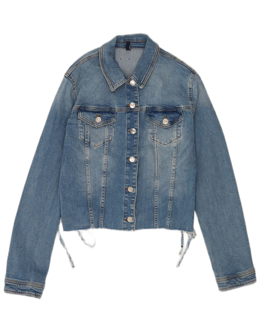 Liu Jo Dame Crop Denim Jacket UK 14 Large Blue