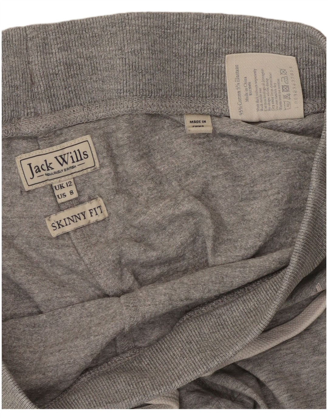 JACK WILLS Dame Skinny Fit træningsdragt Bukser Joggers UK 12 Medium Grå