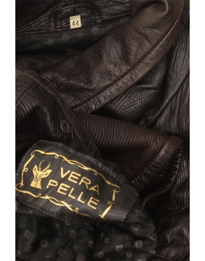 Vintage oversize læderjakke til kvinder EU 44 XL brunt læder