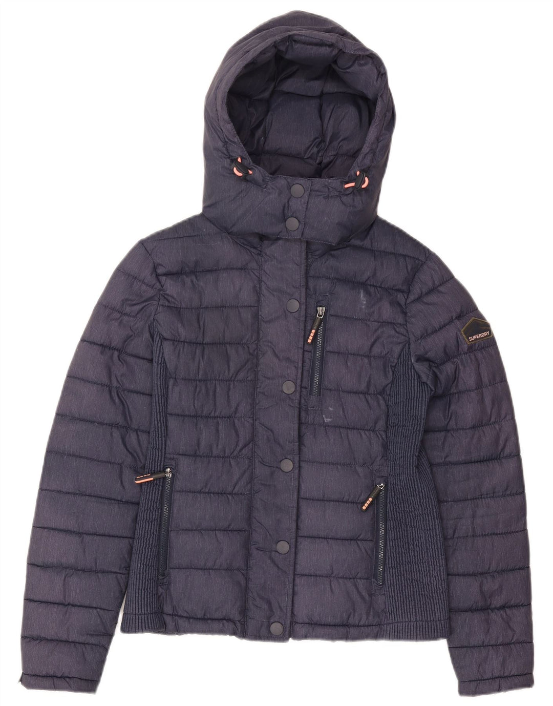 Superdry Polstret hættejakke til kvinder UK 14 Stor marineblå polyester