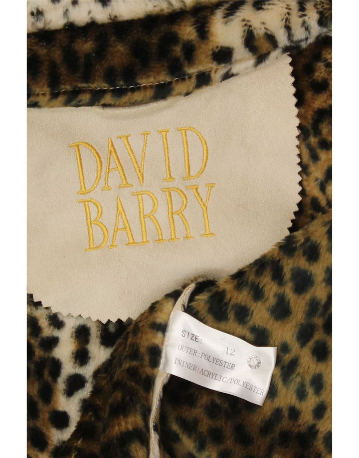 David Barry Dame 4-knaps Blazer Jacket UK 12 Medium Beige Animal Print
