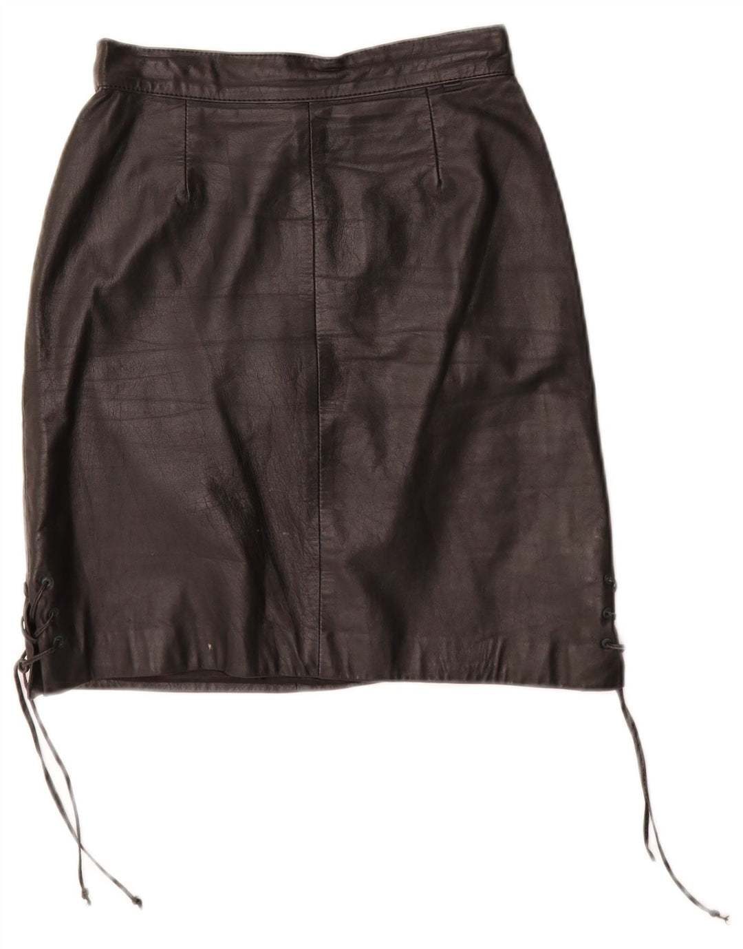 VINTAGE lædernederdel til kvinder EU 34 XS W24 sort læder