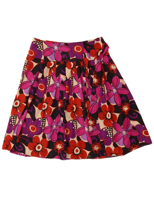 Vintage Kvinder Wrap Nederdel IT 46 Stor W32 Flerfarvet Blomster Bomuld Retro