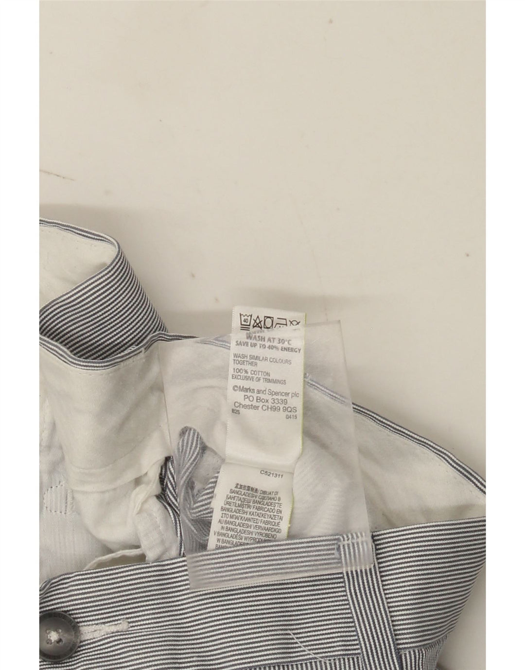 Marks & Spencer Herre Chino Shorts W40 XL Gråstribet bomuld