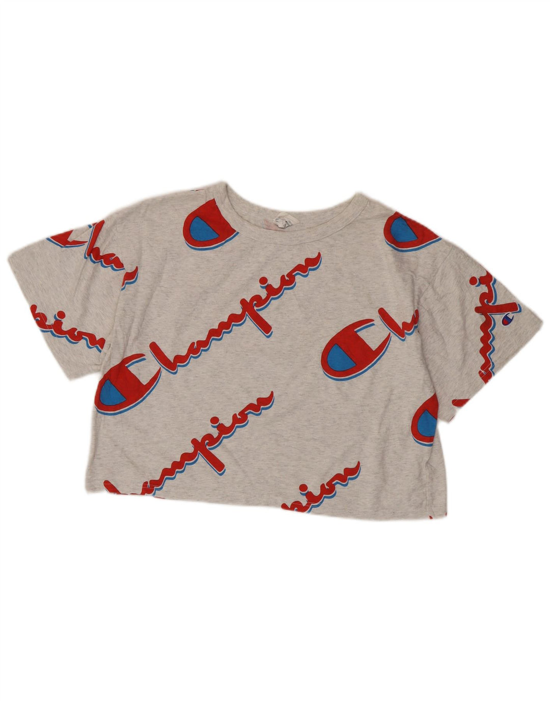 CHAMPION Womens Reverse Weave Crop Grafisk T-Shirt Top UK 16 Large Grey