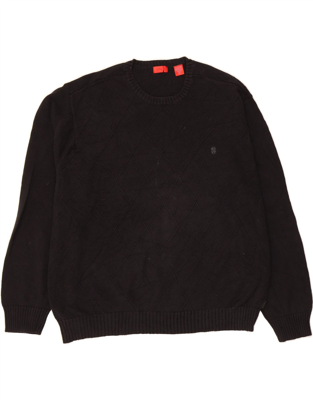 IZOD Mens Crew Neck Jumper Sweater 2XL Black Argyle/Diamond Cotton Vintage Izod and Second-Hand Izod from Messina Hembry 