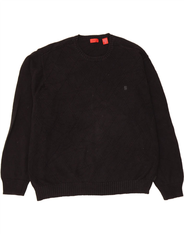IZOD Mens Crew Neck Jumper Sweater 2XL Black Argyle/Diamond Cotton Vintage Izod and Second-Hand Izod from Messina Hembry 