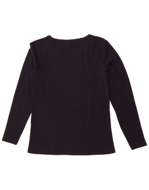 BARBOUR Dame Grafisk Top Langærmet UK 10 Small Navy Blue Christmas