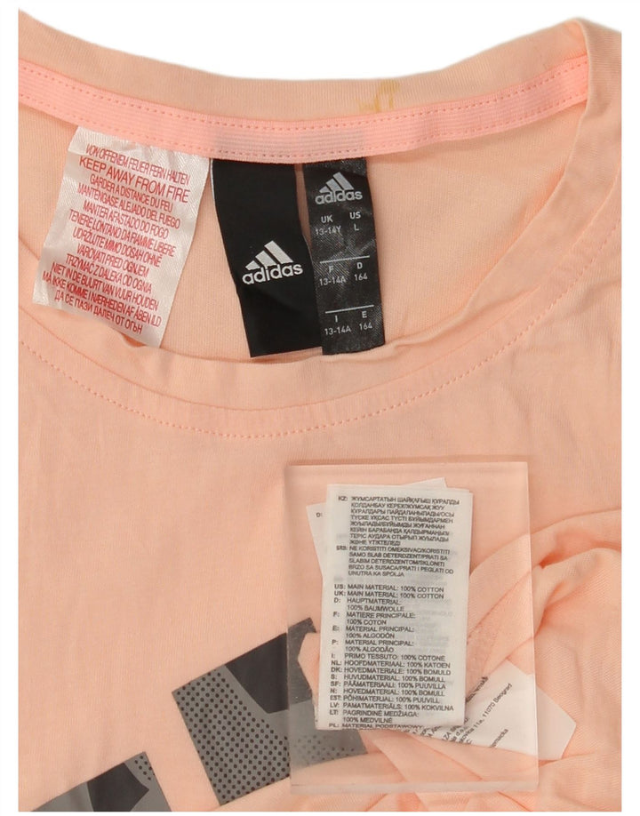 ADIDAS Piger Grafisk T-Shirt Top 13-14 År Pink Bomuld
