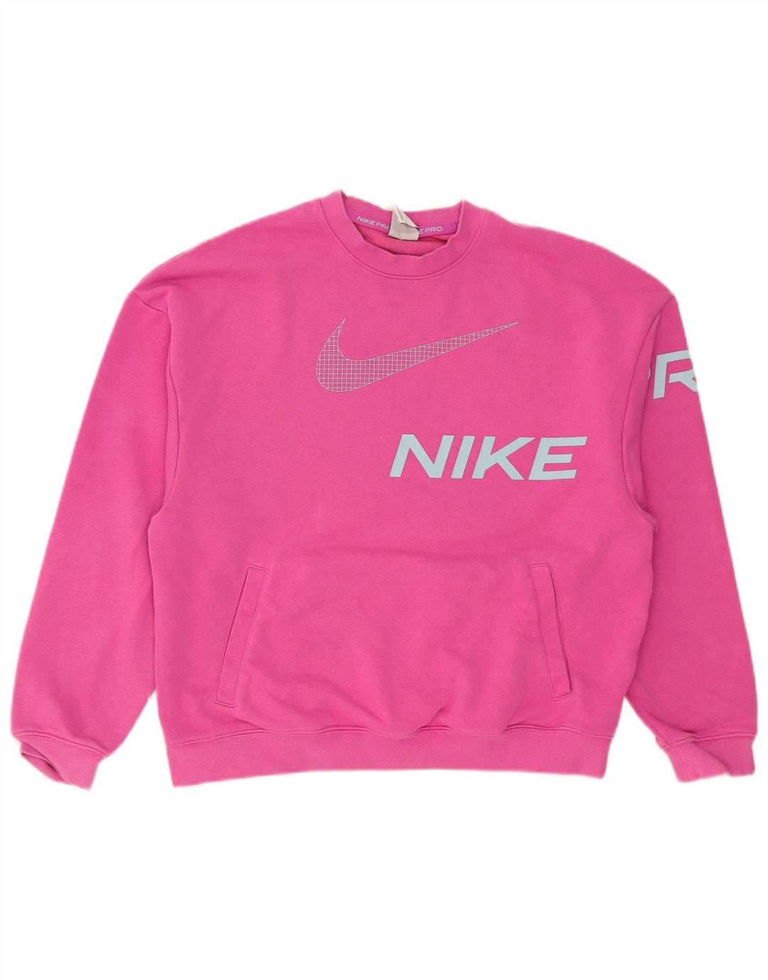 Nike Dame Grafisk Oversized Sweatshirt Jumper UK 10 Small Pink Bomuld