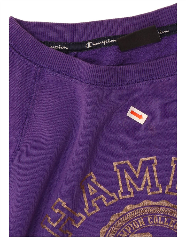 CHAMPION Womens Graphic Sweatshirt Jumper US 10 Large Purple Cotton