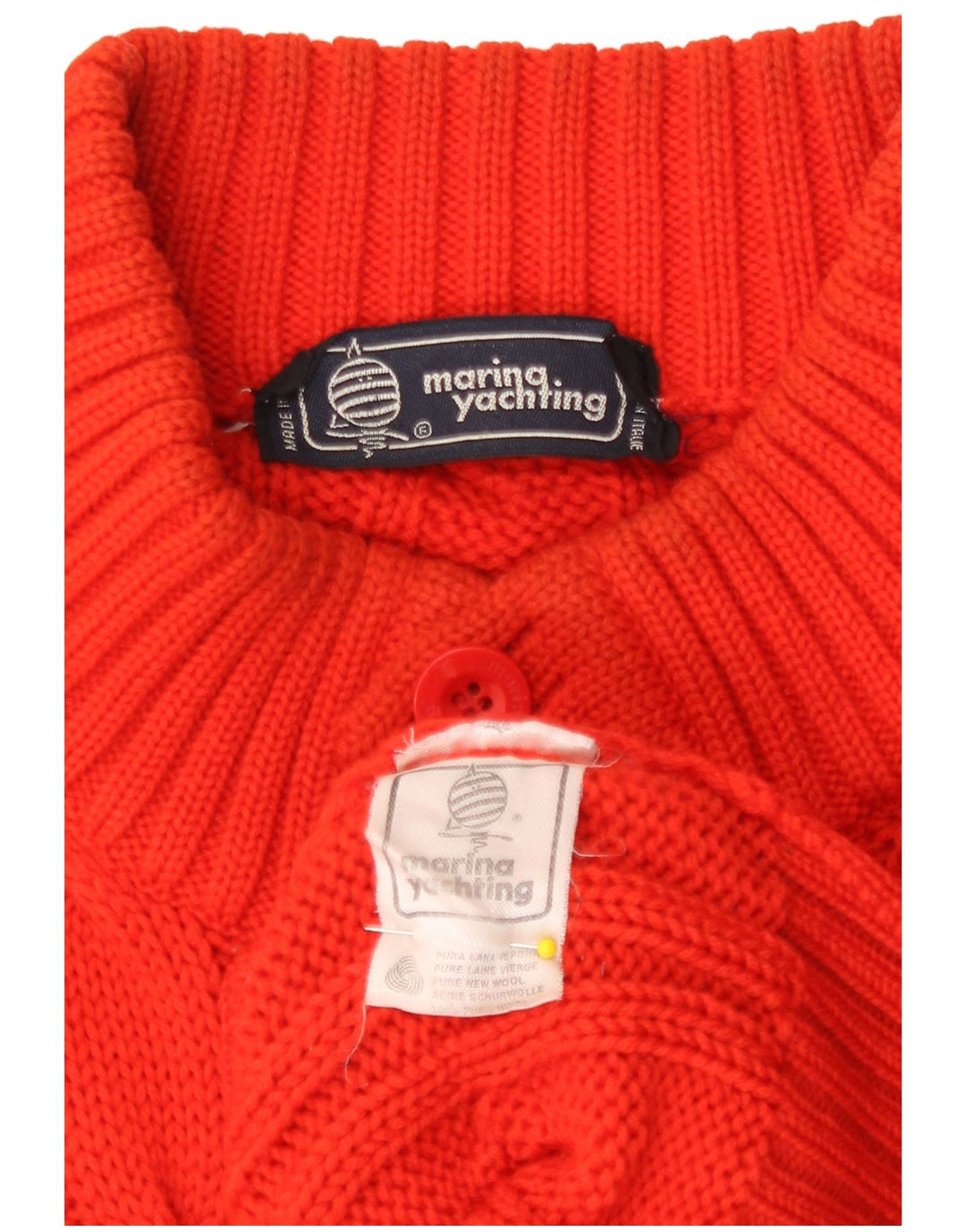 Marina Yachting Herre Button Neck Jumper Sweater Stor Orange Ny Uld