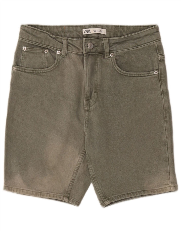 Zara Herre Denim Shorts EU 38 Small W30 Khaki Bomuld