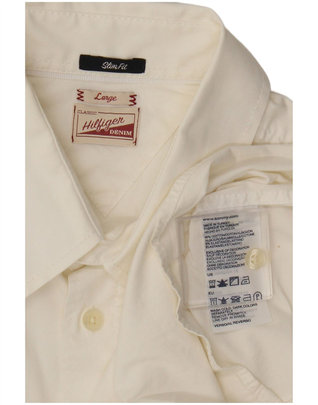 Tommy Hilfiger Herre Slim Fit skjorte Stor hvid bomuld